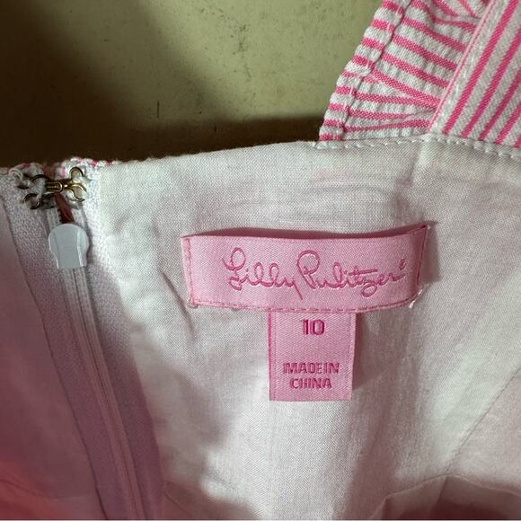 Lilly Pulitzer Phoebe Pink Stripe Ruffle Dress Size 10 REPOSH - Picture 10 of 12